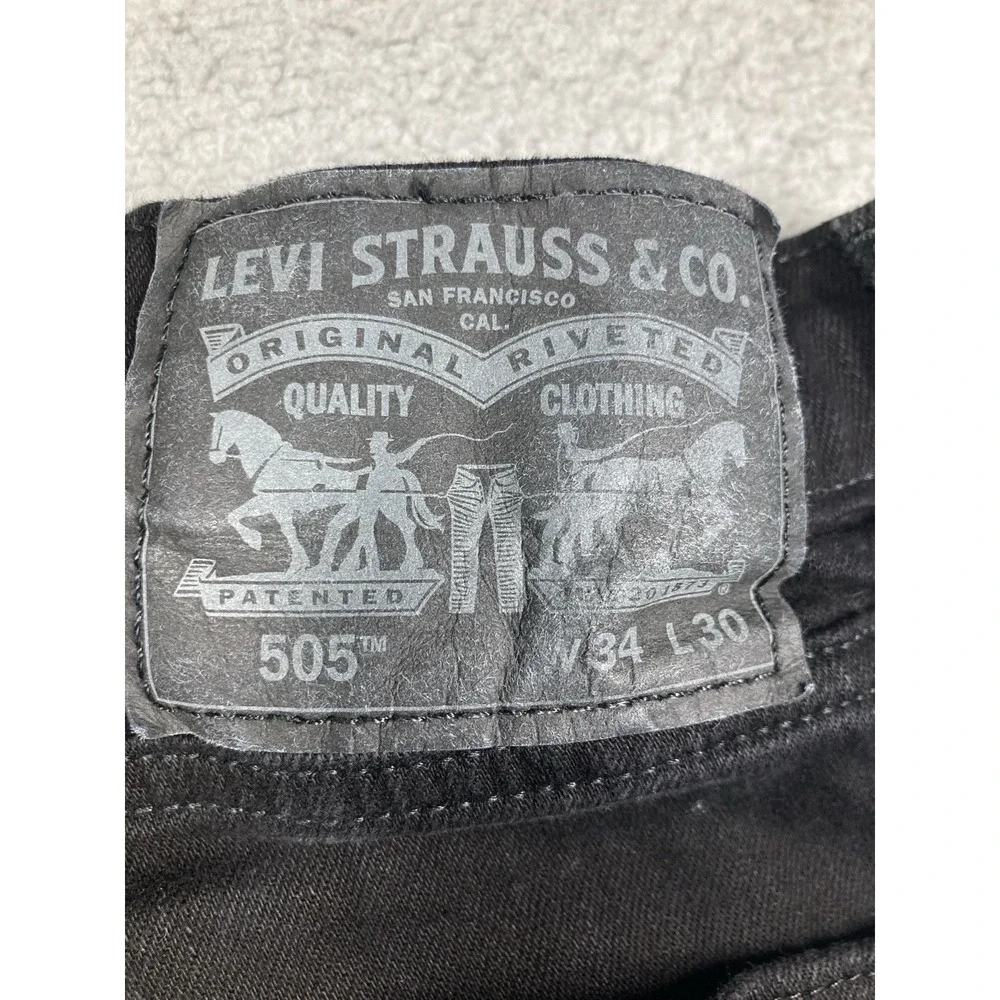 Levis 505 Jeans Mens 34x30 (31x28) Black Straight Classic Cowboy Rodeo Western‎